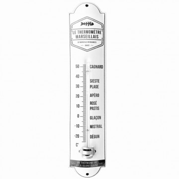 Thermomètre de Marseille en métal émaillé